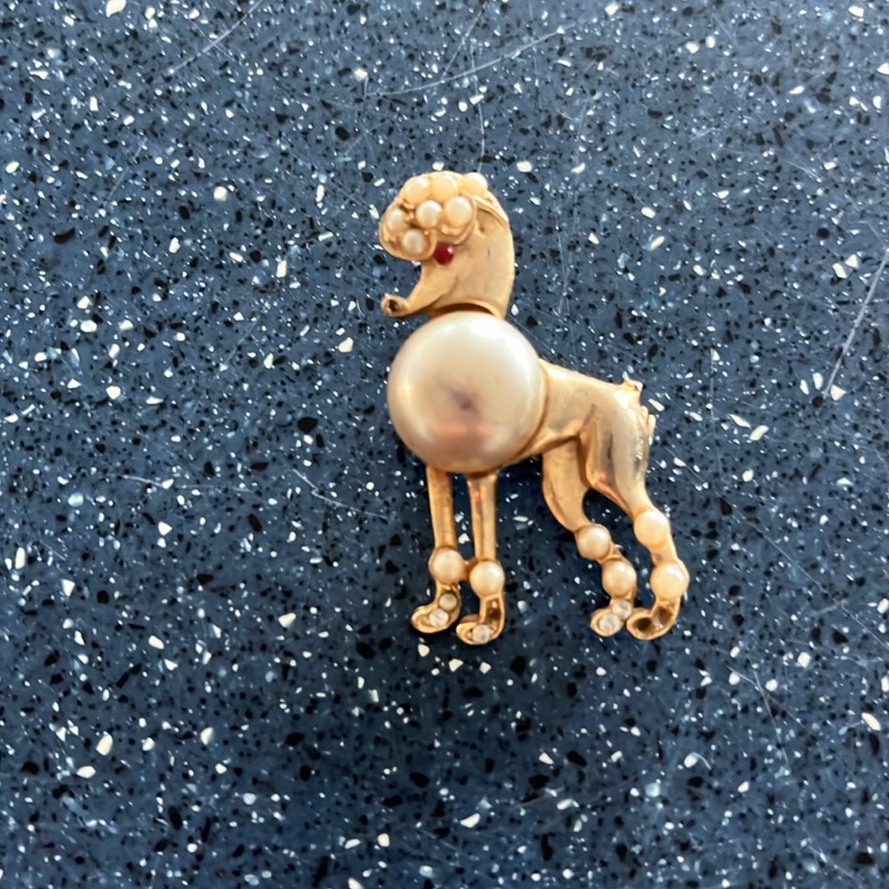 3 goldtone jewel studded poodle dog pins - Picture 3 of 8